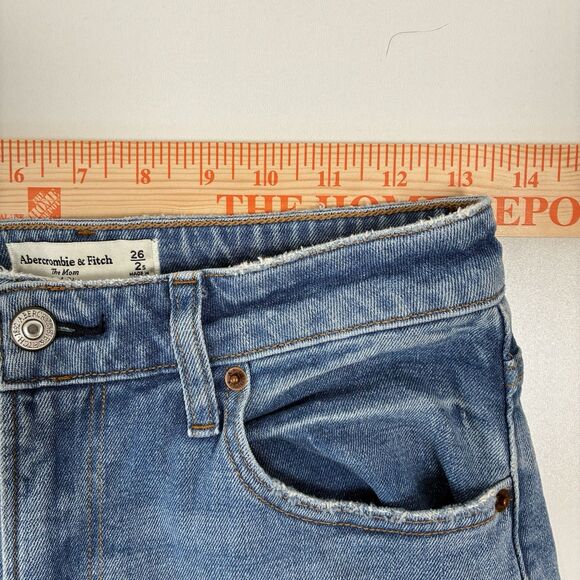 Abercrombie & Fitch Women's Blue Jeans Size 26/2 The Mom High Rise Curve Love - Picture 7 of 14
